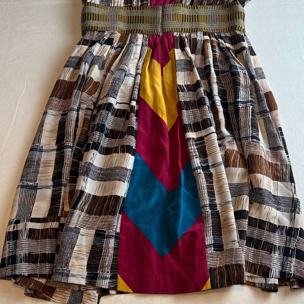Plenty by Tracy Reese Anthropologie Brown Cream Plaid Sleeveless Silk Sundress 8 - Picture 12 of 13